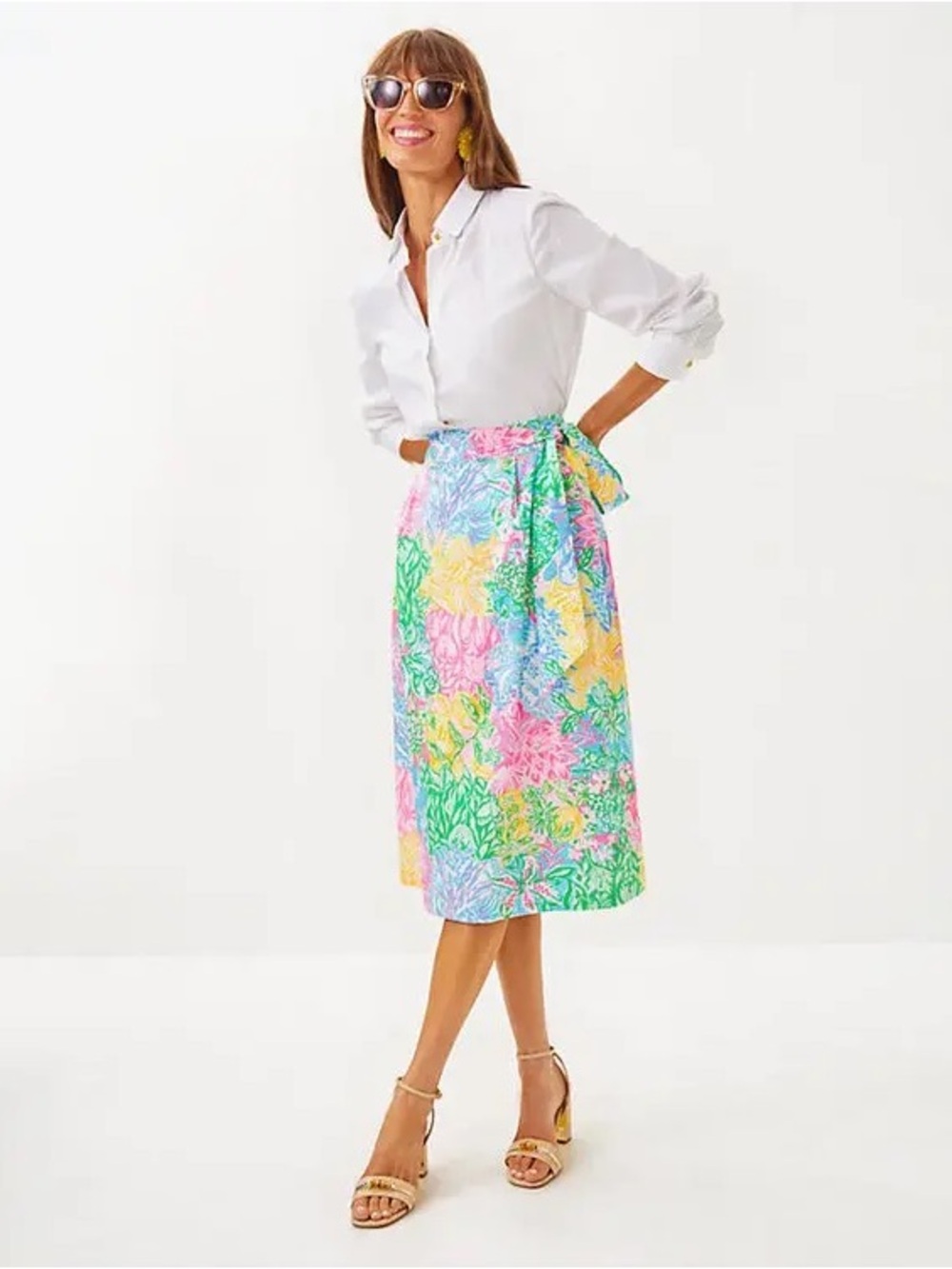 Lilly Pulitzer Rowena Midi Skirt - "Multi Bright Delight Patch"